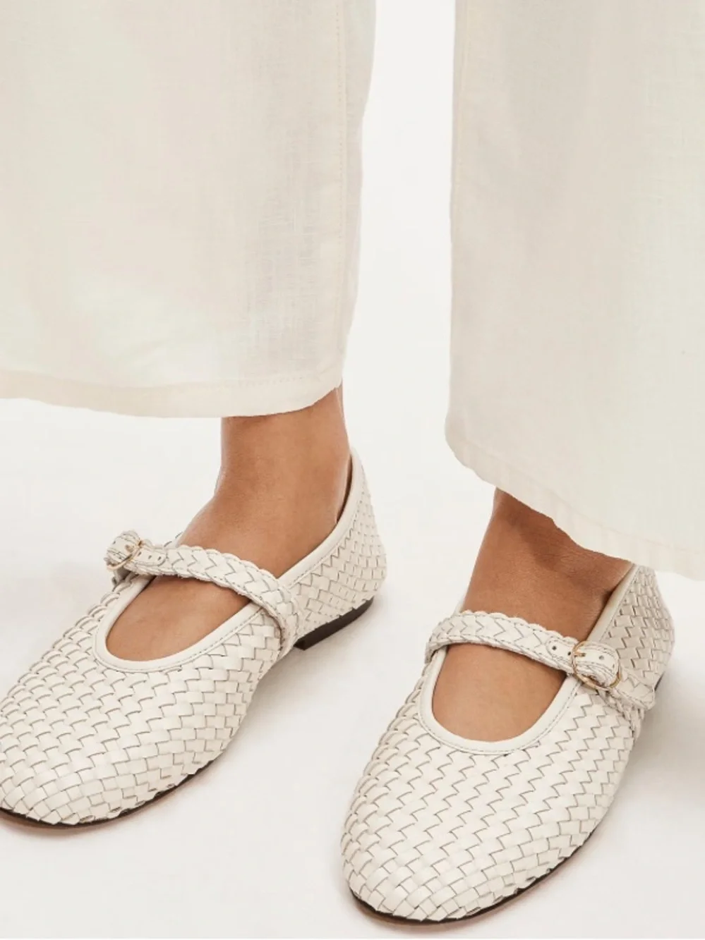 J crew Mary Jane ballet flats in woven leather